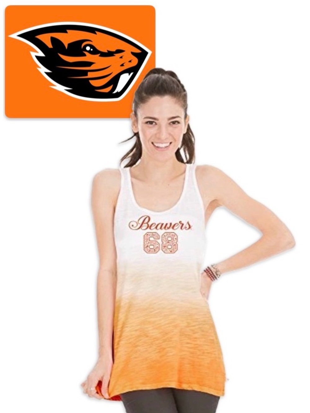 NWT [Venley] Oregon State Beavers NCAA Orange/White Ombre Tank Top Women’s M